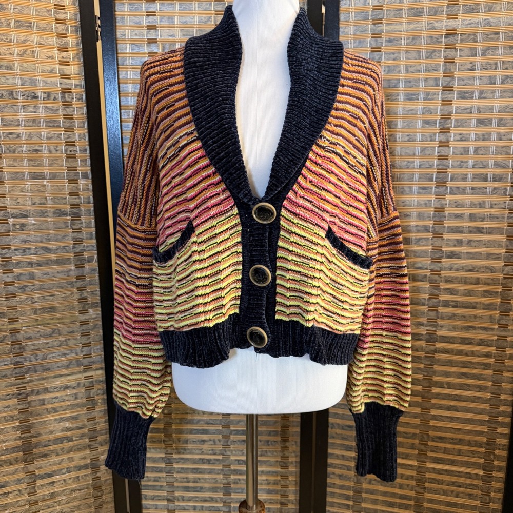 Urban Outfitters Cardigan Women S Multicolor Space Dye Marled Cropped Shawl Boho